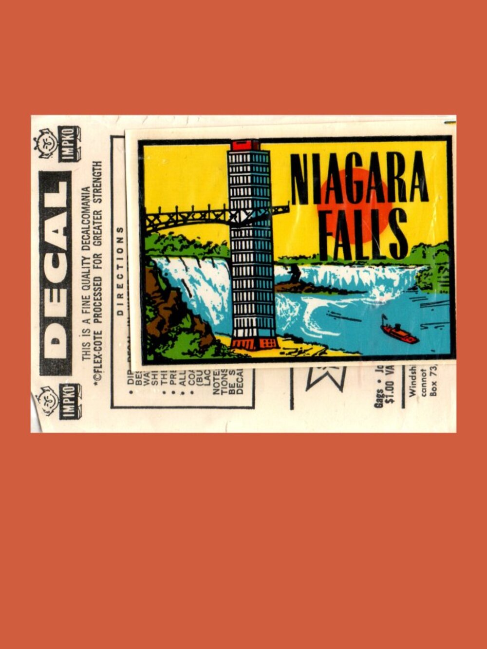 5/$20 Niagara Falls Vintage IMPKO Water Slide Decal Travel Souvenir